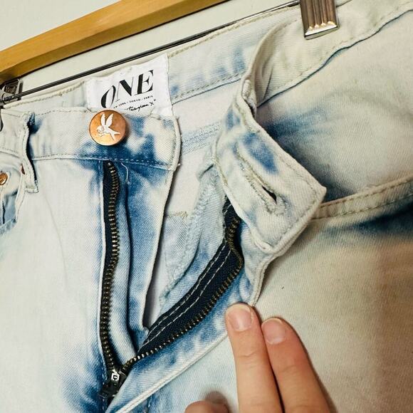 ONE TEASPOON Ultra Light Wash Low Waist Drop Crotch Skinny Leg Jeans Size 22 - Picture 7 of 9